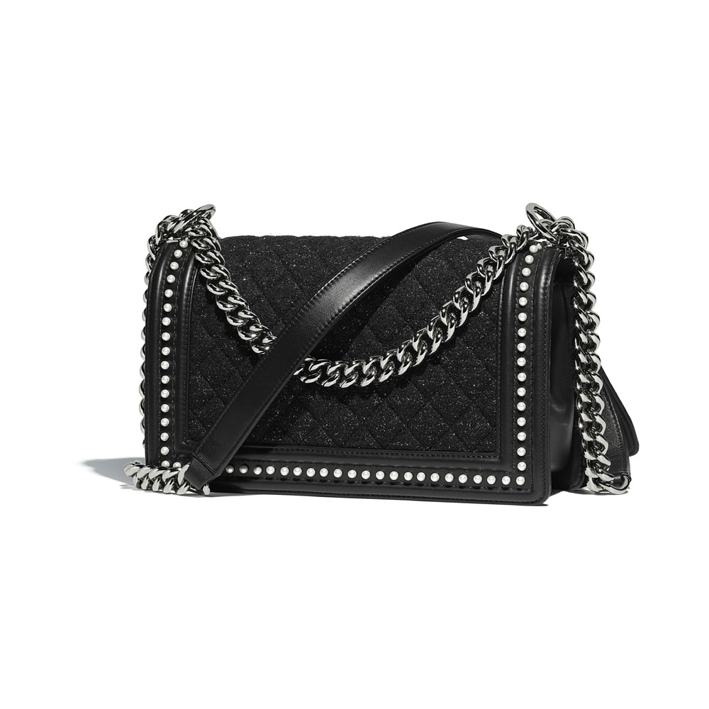 boy chanel bag tweed calf imitation pearls ruthenium A67086 Y83826 K1035: Image 2