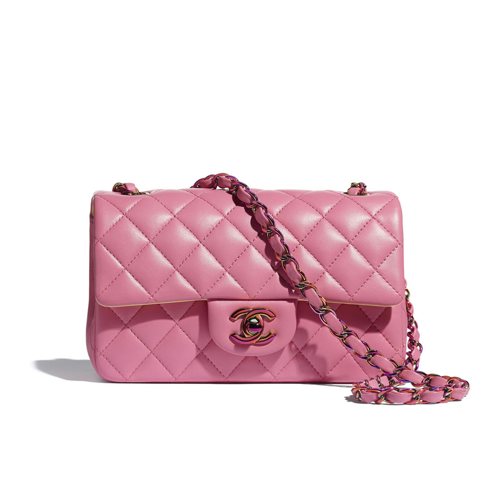 Chanel Lambskin Rainbow Metal Pink Mini Flap Bag A69900 B05187 NB358: Image 1