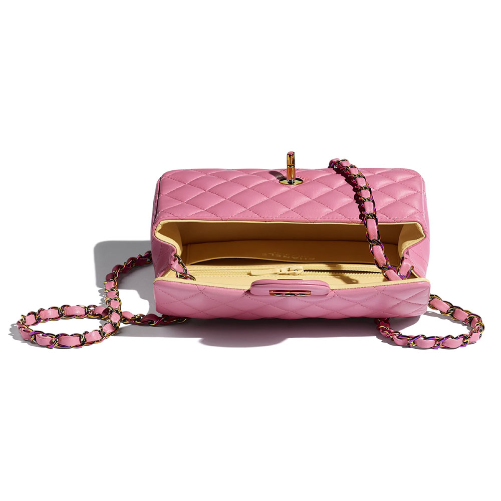 Chanel Lambskin Rainbow Metal Pink Mini Flap Bag A69900 B05187 NB358: Image 3