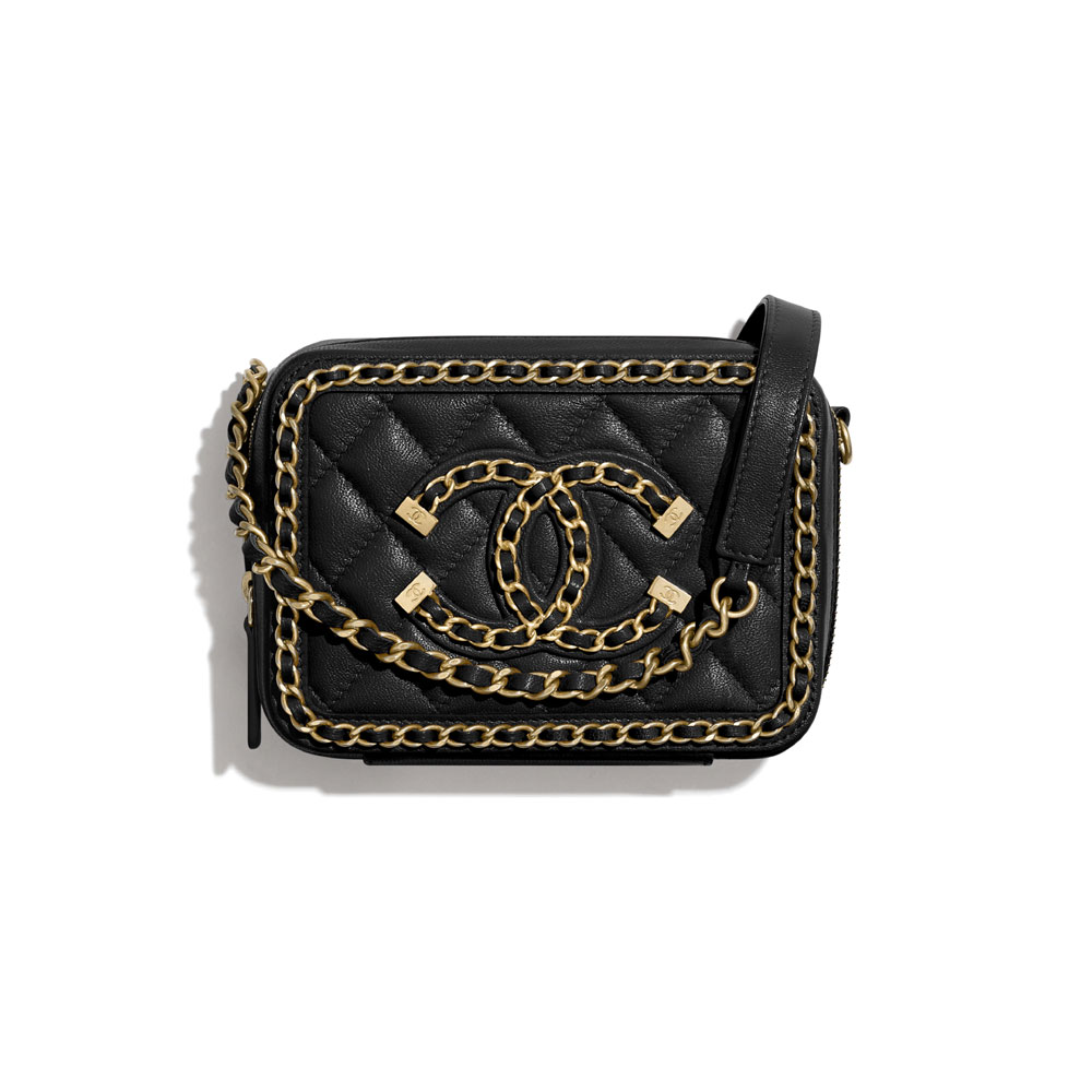 Chanel Goatskin Metal Black Clutch with Chain A84452 B02823 94305: Image 1