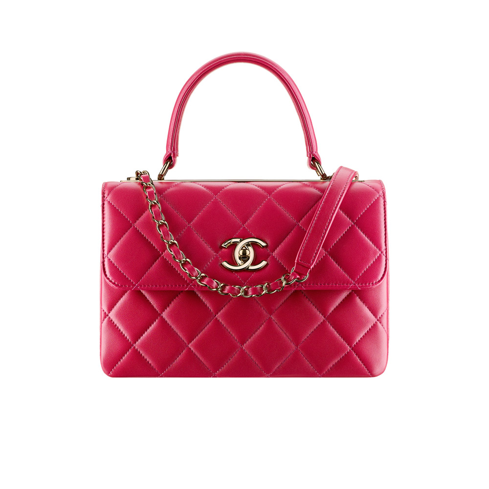 Chanel Flap bag with top handle dark pink A92236 Y60767 3B243: Image 1