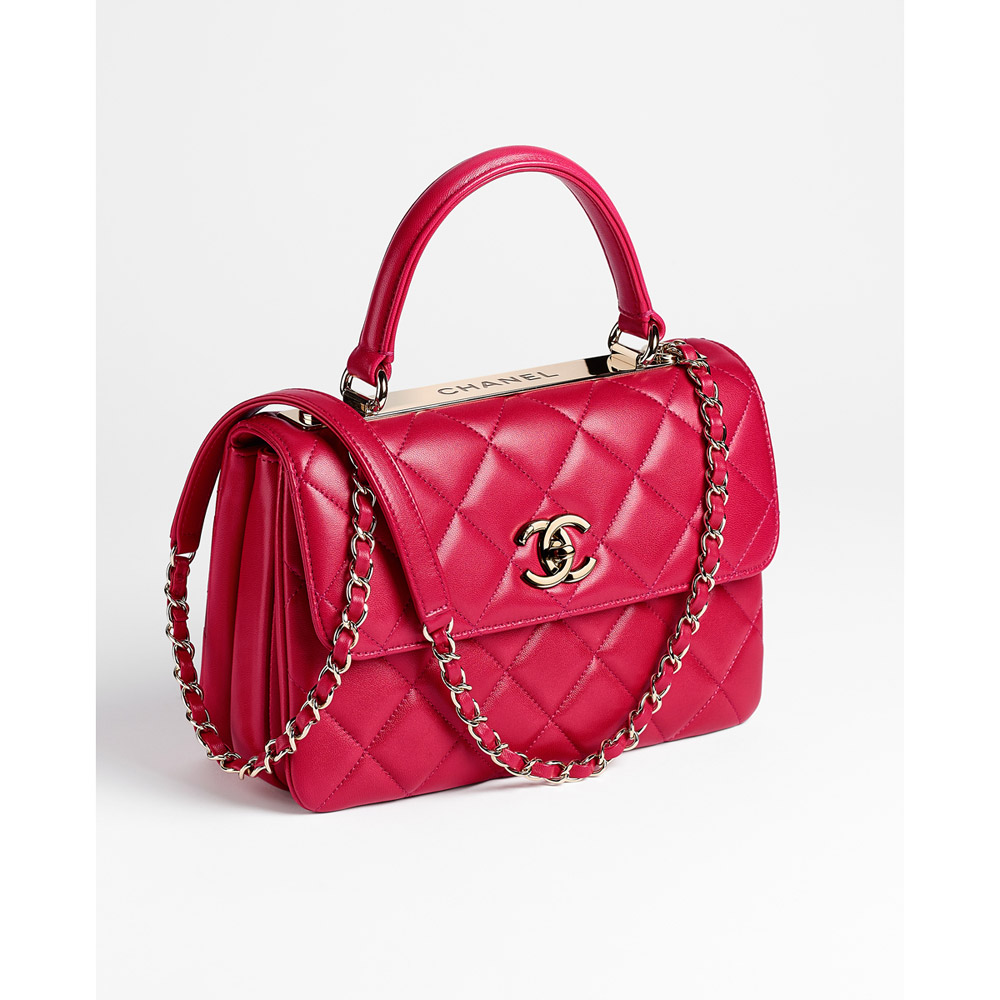 Chanel Flap bag with top handle dark pink A92236 Y60767 3B243: Image 2