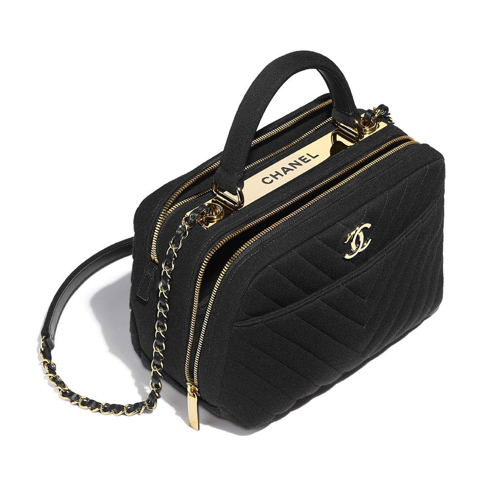 Chanel bowling bag jersey gold tone metal A92238 Y84179 94305: Image 3