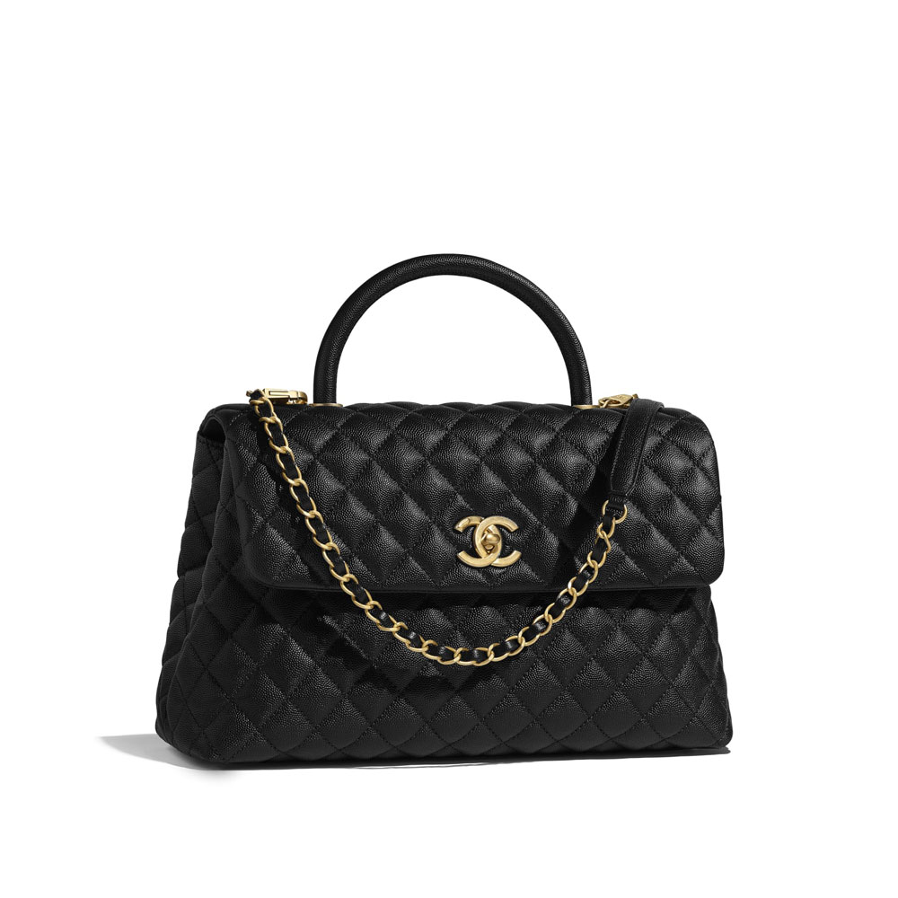 Chanel large flap bag top handle grained calfskin A92992 Y61556 94305: Image 1