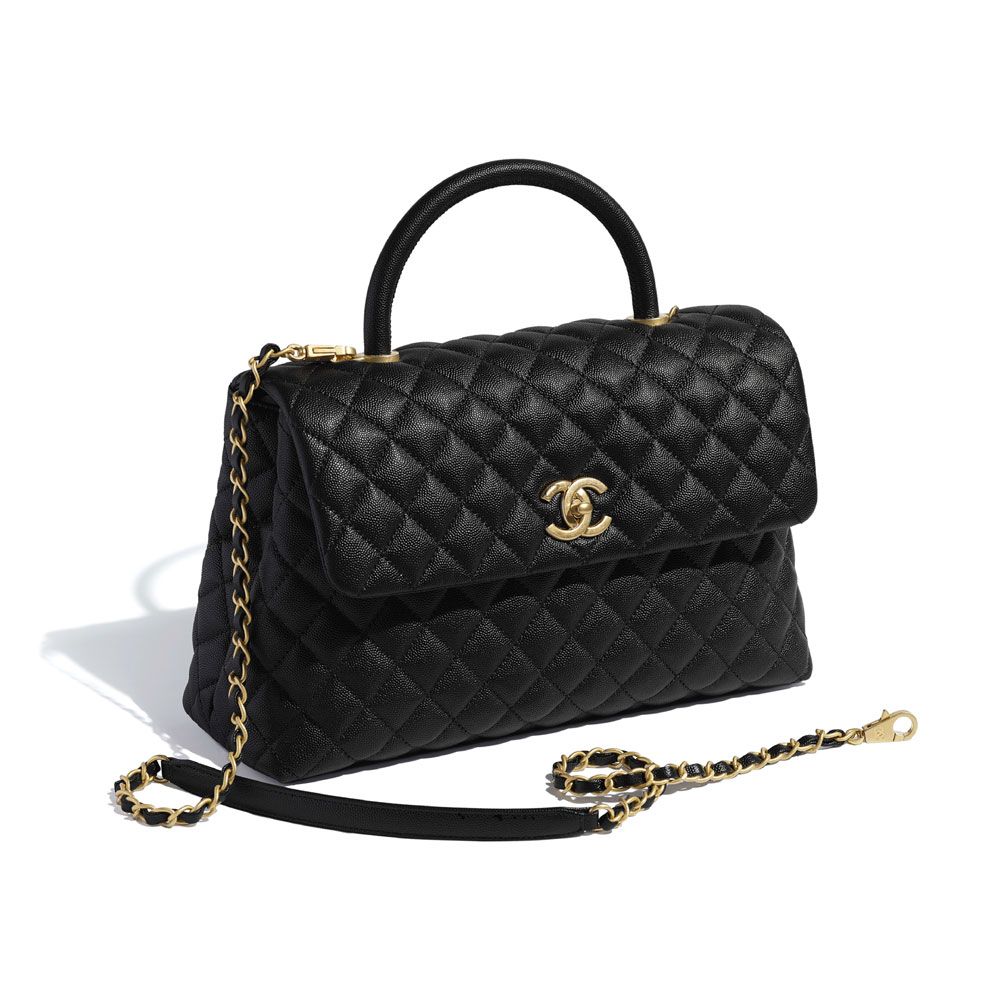 Chanel large flap bag top handle grained calfskin A92992 Y61556 94305: Image 3