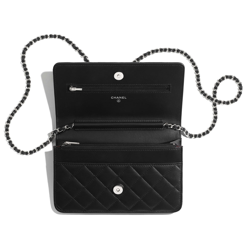 Chanel Lambskin Black Classic Wallet on Chain AP0250 Y01480 C3906: Image 3