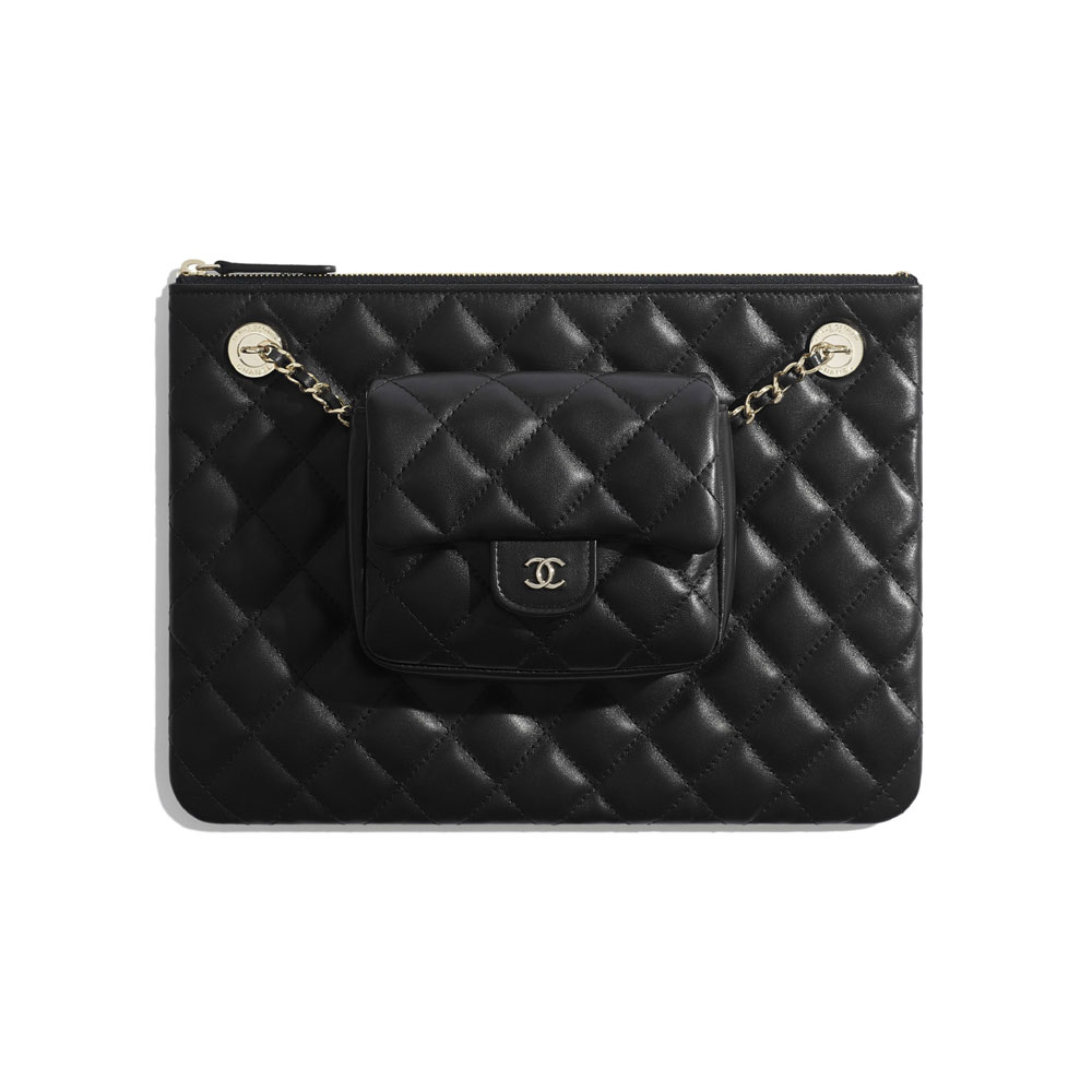 Chanel Lambskin Metal Black Pouch AP1075 Y04059 94305: Image 1