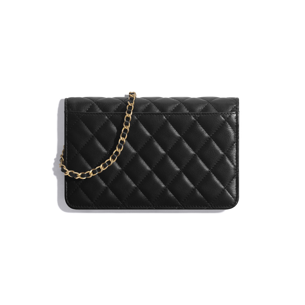 Chanel Gold Tone Metal Black Wallet on Chain AP1234 B02372 94305: Image 2