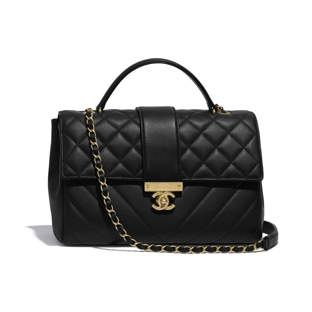 Chanel Black Flap Bag With Top Handle AS0712 B01106 94305: Image 1