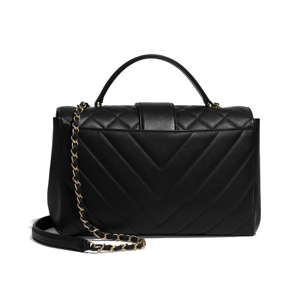 Chanel Black Flap Bag With Top Handle AS0712 B01106 94305: Image 2