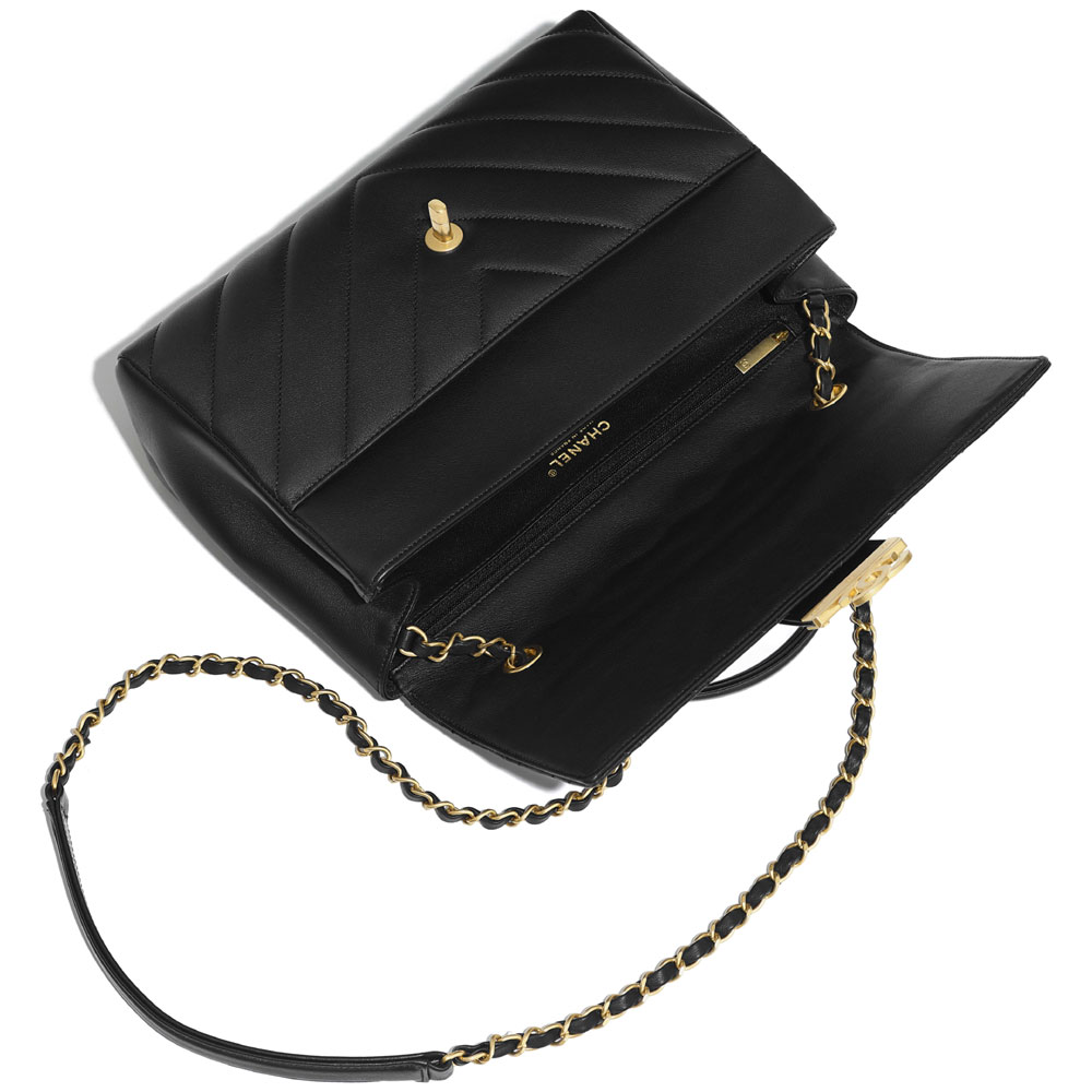 Chanel Black Flap Bag With Top Handle AS0712 B01106 94305: Image 3