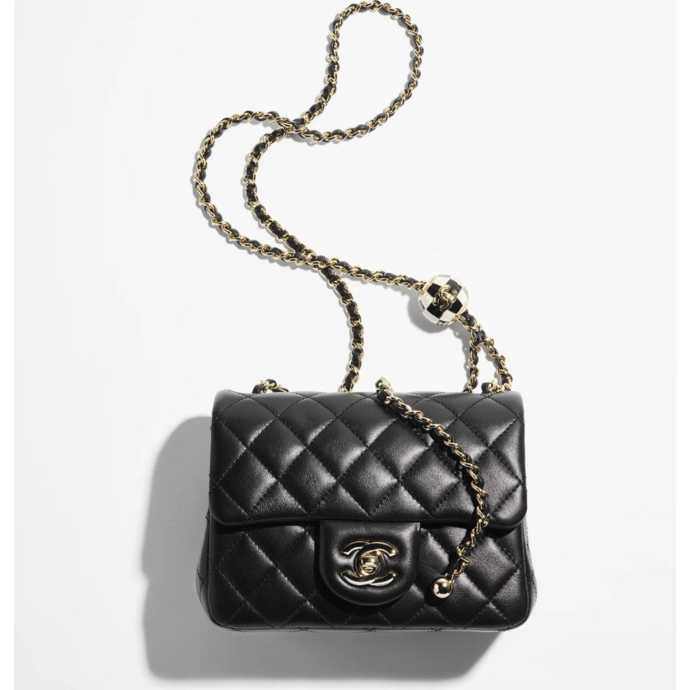 Chanel Lambskin enamel gold Black Mini Flap Bag AS1786 B09985 94305: Image 1