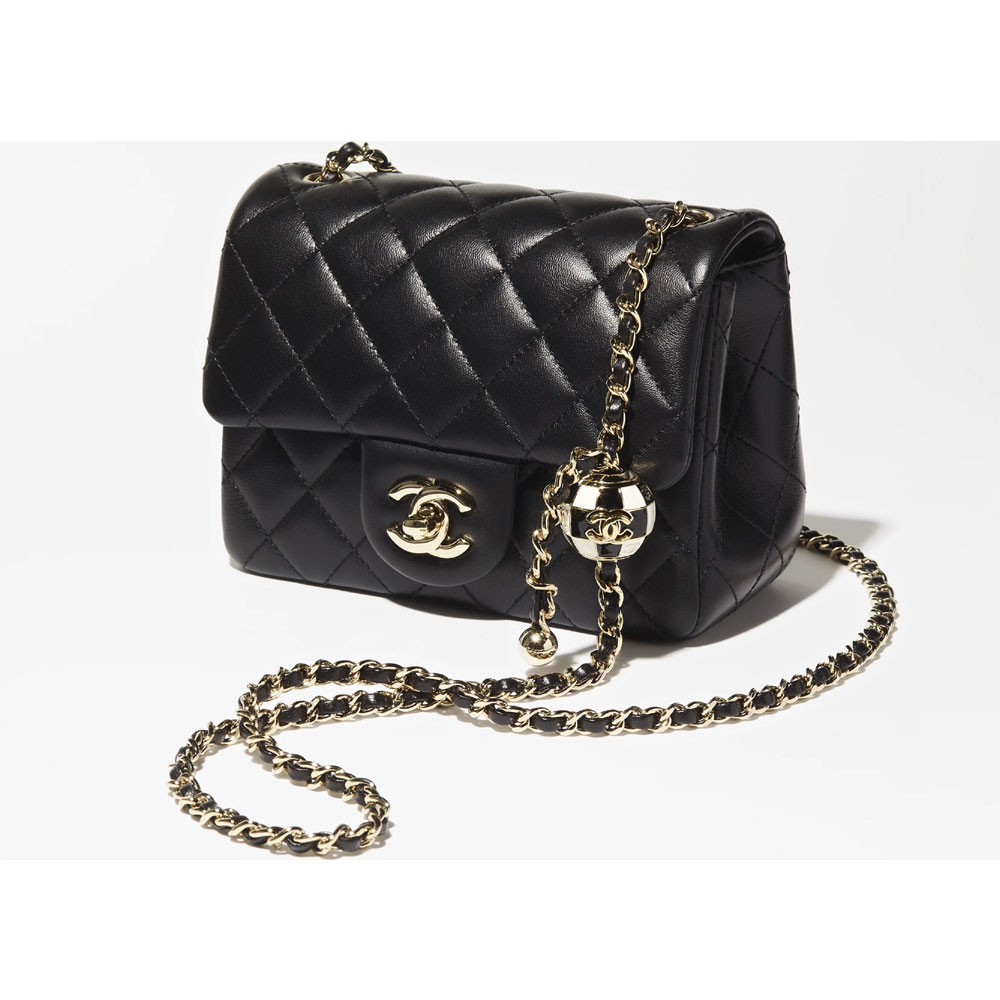 Chanel Lambskin enamel gold Black Mini Flap Bag AS1786 B09985 94305: Image 2