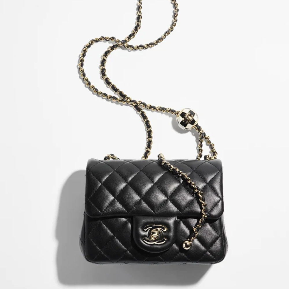 Chanel Lambskin enamel gold Black Mini Flap Bag AS1786 B09985 94305: Image 3