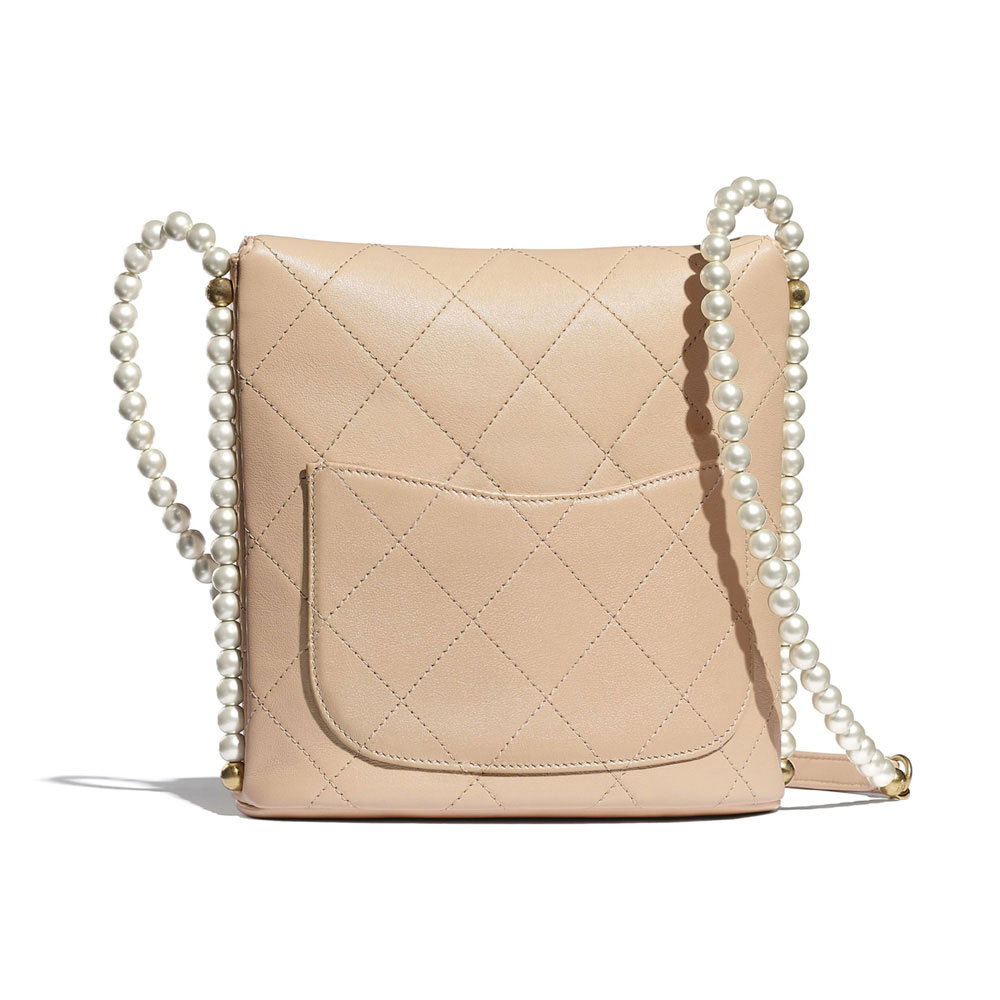 Chanel Pearls Beige Calfskin Small Hobo Bag AS2503 B05543 N9316: Image 2