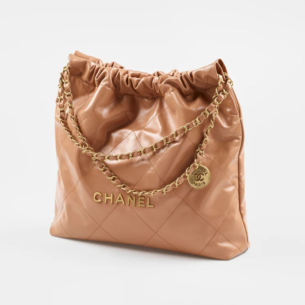 Chanel 22 bag Shiny calfskin gold AS3261 B08037 NB356: Image 3