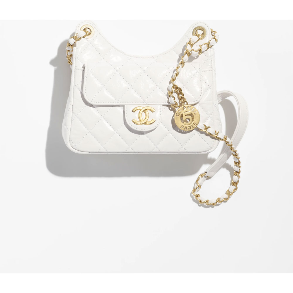 Chanel Shiny crumpled calf White Small Hobo Bag AS3710 B09746 10601: Image 1