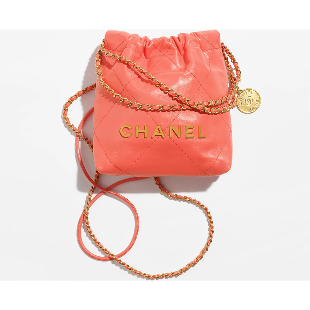 Shiny calfskin gold Coral CHANEL 22 Mini bag AS3980 B08037 NN275: Image 1