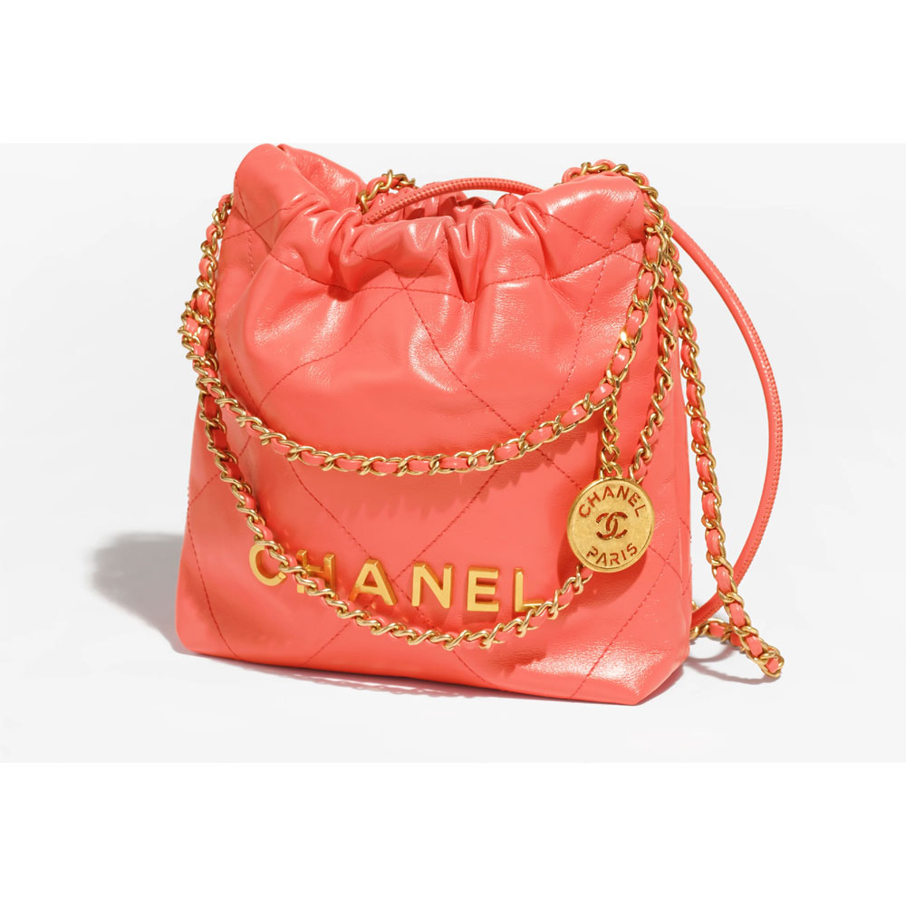 Shiny calfskin gold Coral CHANEL 22 Mini bag AS3980 B08037 NN275: Image 2