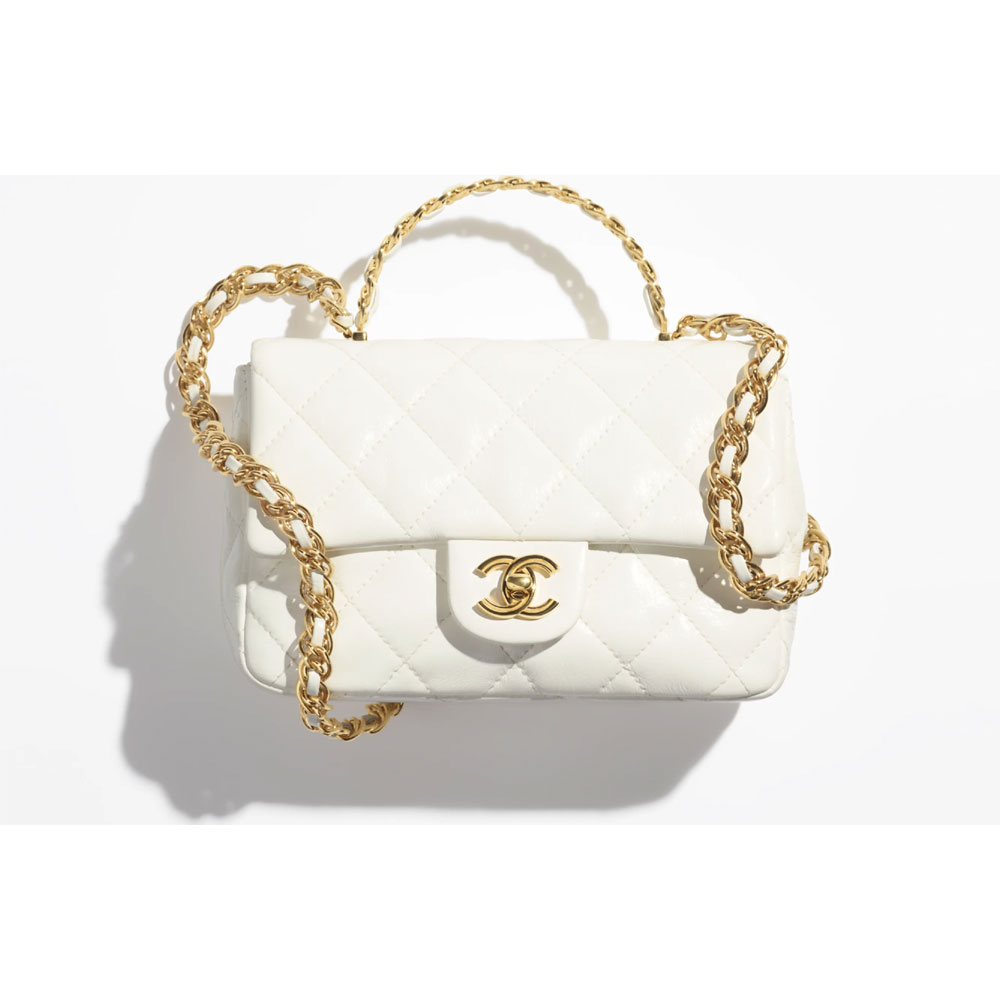 Chanel Shiny lamb gold Small Flap Bag with Top Handle AS4023 B10719 10601: Image 1