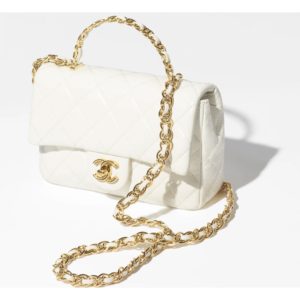 Chanel Shiny lamb gold Small Flap Bag with Top Handle AS4023 B10719 10601: Image 2