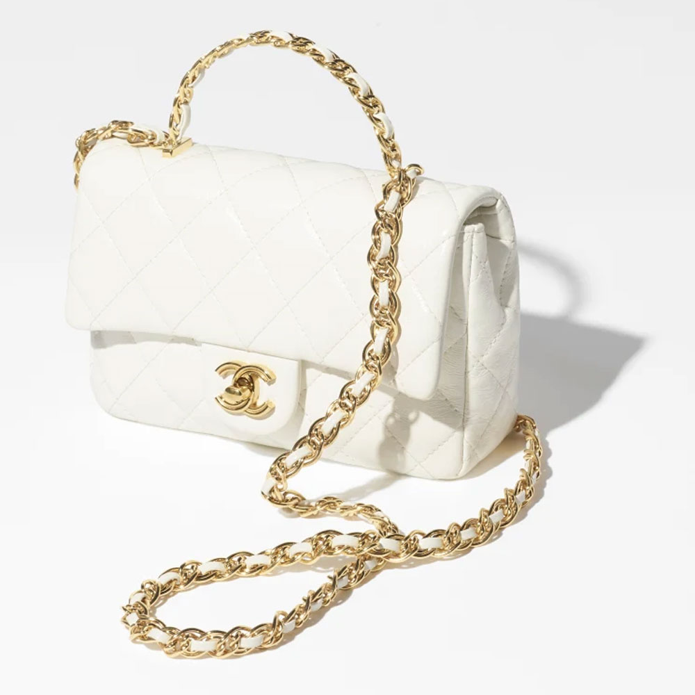 Chanel Shiny lamb gold Small Flap Bag with Top Handle AS4023 B10719 10601: Image 3