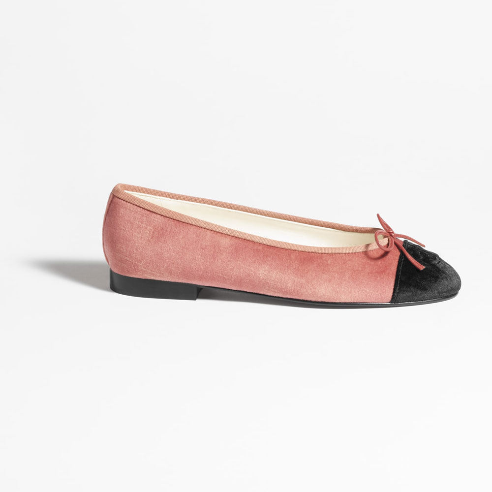 Chanel Ballet flats Velvet dark pink black G02819 B17355 NZA13: Image 1