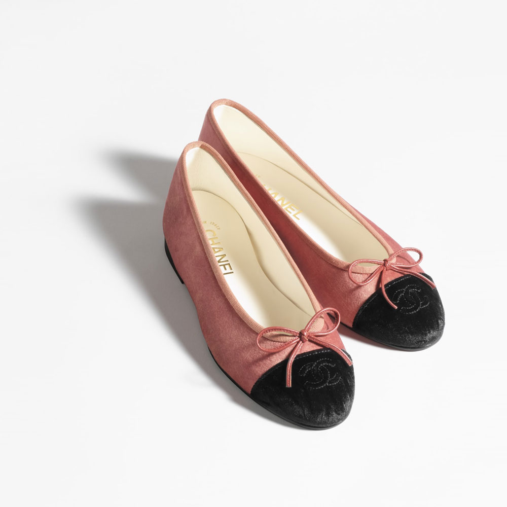 Chanel Ballet flats Velvet dark pink black G02819 B17355 NZA13: Image 2