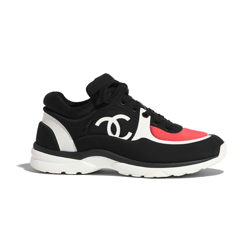 Chanel Lycra Black Coral Sneakers G34765 Y53285 C2787: Image 1