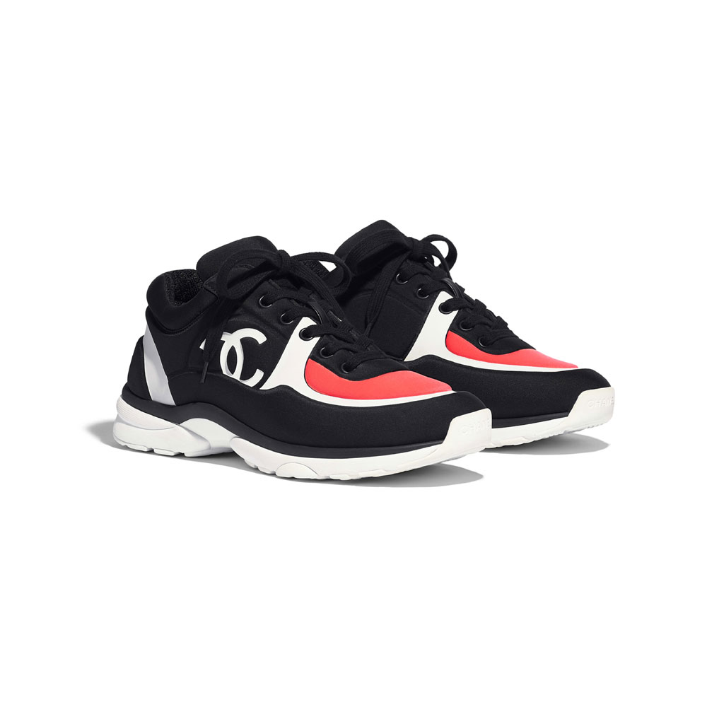 Chanel Lycra Black Coral Sneakers G34765 Y53285 C2787: Image 2