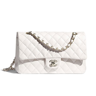 Chanel Grained Calfskin White Classic Handbag A01112 Y33352 10601