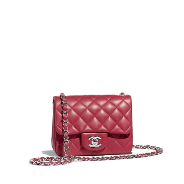 Chanel mini flap bag lambskin silver tone metal A35200 Y01480 5B309