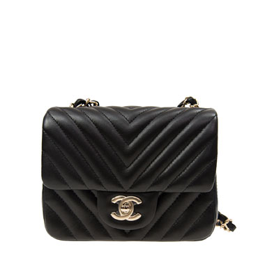 Chanel Black Lambskin Chevron Square Mini A35200 Y25539 94305