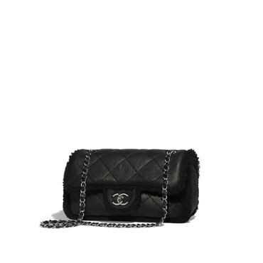 Chanel shearling lambskin ruthenium finish metal A57736 Y83868 94305