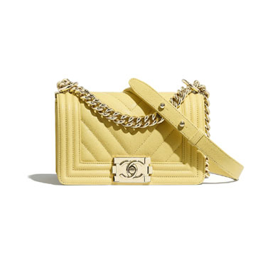 Grained Calfskin Yellow Small Boy Chanel bag A67085 B00315 N6508