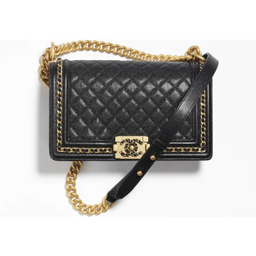 Grained shiny calfskin gold Black BOY CHANEL bag A67086 B10194 94305