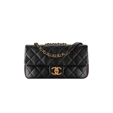 Chanel Flap bag lambskin gold metal black red A93592 Y61027 C1381