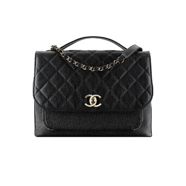 Chanel Flap bag with top handle grained calfskin light gold metal black A93608 Y61003 94305