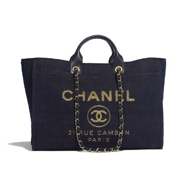 Chanel Navy Blue Gold Large Shopping Bag A93786 B01008 N4804