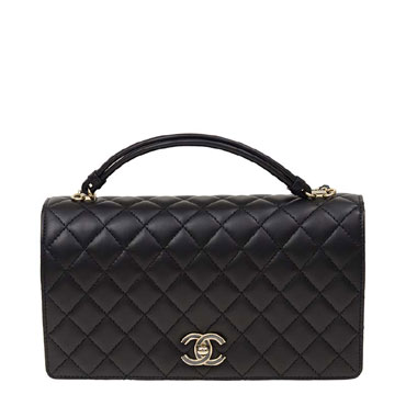 Chanel Flap bag with top handle black A98626 Y61361 94305