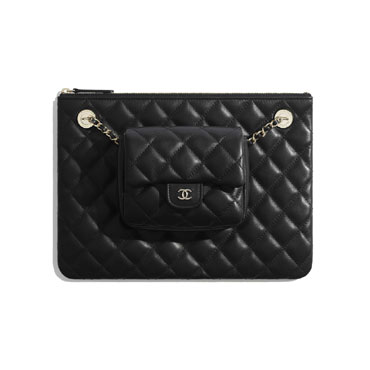 Chanel Lambskin Metal Black Pouch AP1075 Y04059 94305