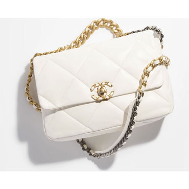 Shiny lambskin White CHANEL 19 Large bag AS1161 B04852 10601