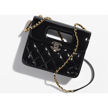 Chanel Patent calf gold Black Mini Flap Top Handle AS4025 B10887 94305