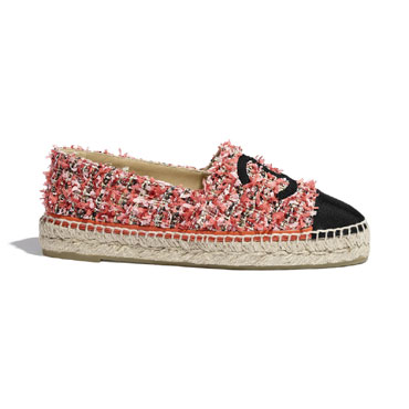 Chanel Tweed Grosgrain Coral Espadrilles G29762 Y55105 K2571