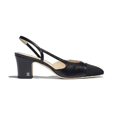 Chanel Goatskin Grosgrain Black Slingback G31318 Y50006 94305