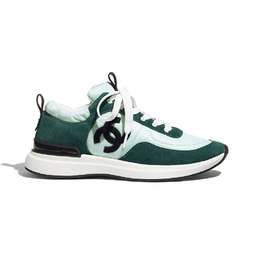 Chanel Suede Calfskin Nylon Green Sneaker G37122 Y55132 K2776