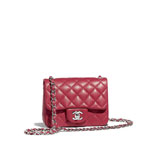 Chanel mini flap bag lambskin silver tone metal A35200 Y01480 5B309