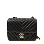 Chanel Black Lambskin Chevron Square Mini A35200 Y25539 94305