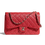 Chanel Grained Calfskin Red Large Classic bag A58600 Y33352 NC028