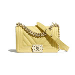 Grained Calfskin Yellow Small Boy Chanel bag A67085 B00315 N6508